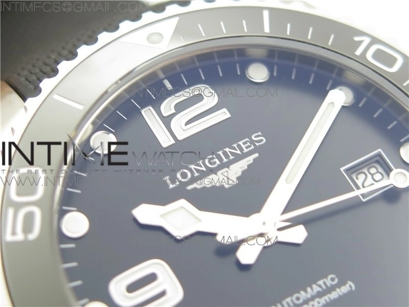 Conquest L3.840.4.56.6 Real Ceramic Bezel SS ZF 1:1 Best Edition Black dial On Rubber Strap A2824